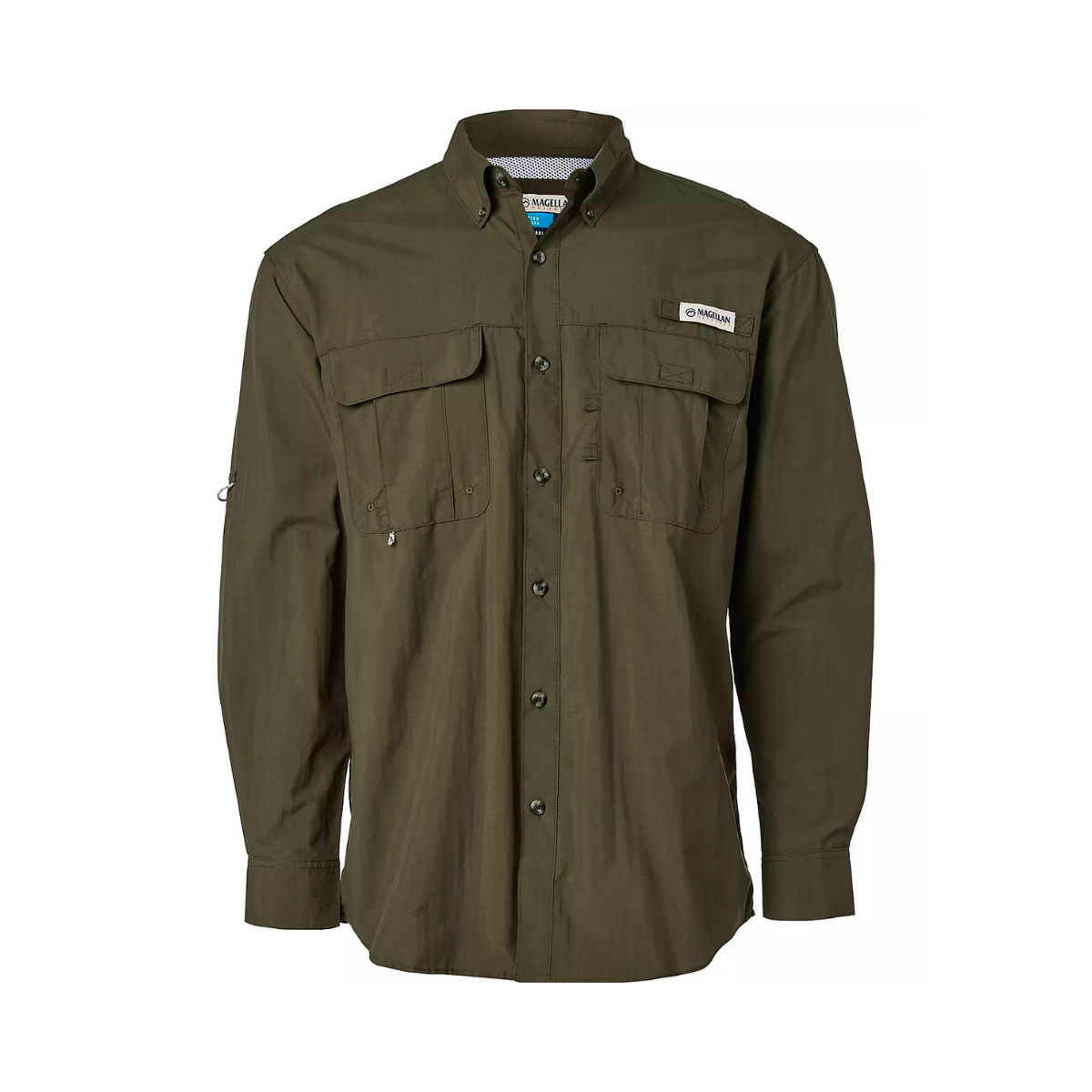 Camisa Magellan Outdoors Laguna Madre Manga Larga, Verde Musgo